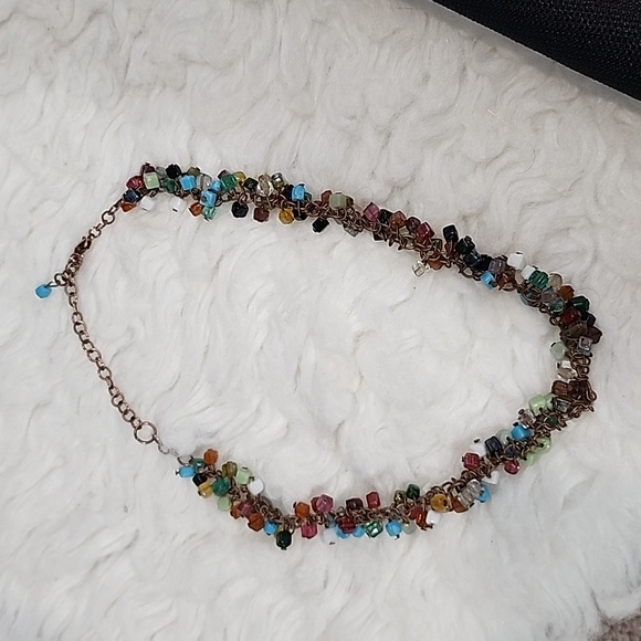 Vintage Indian Square Beaded Necklace - Picture 5 of 7